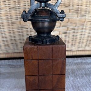 Vintage Brown and Black Wood & Metal Pepper Mill